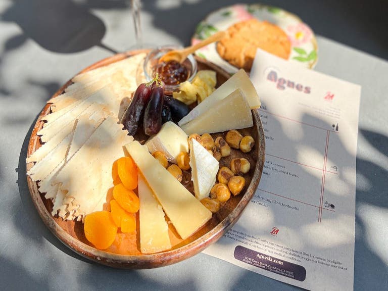 Dine LA three-cheese plate at Agnes Restaurant & Cheesery