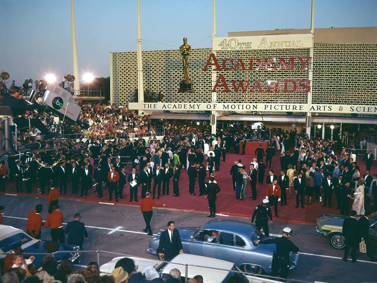 The red carpet at the Santa Monica Civic Auditorium during the 40th Annual Academy Awards (1968)
