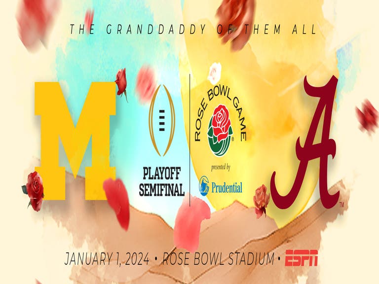 No. 1 Michigan and No. 4 Alabama will meet in the 110th Rose Bowl Game on Jan. 1, 2024