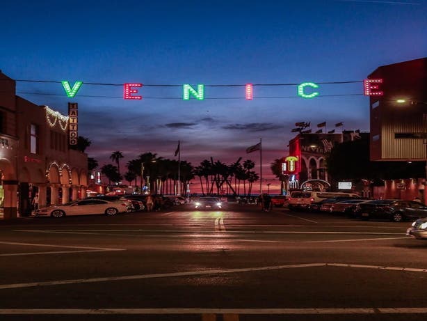 Venice Sign holiday lights