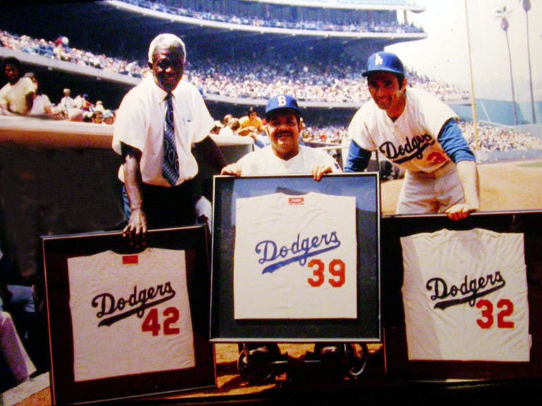 Dodgers retire the numbers of Jackie Robinson, Roy Campanella, Sandy Koufax