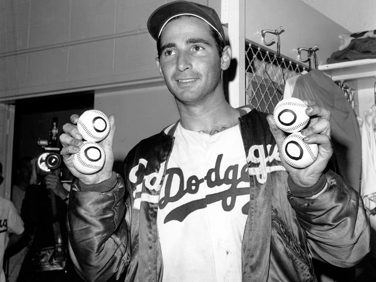 Sandy Koufax after pitching a perfect game, his fourth career no-hitter