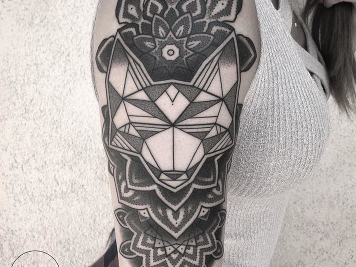 William Doolittle Geometric Fox Tattoo