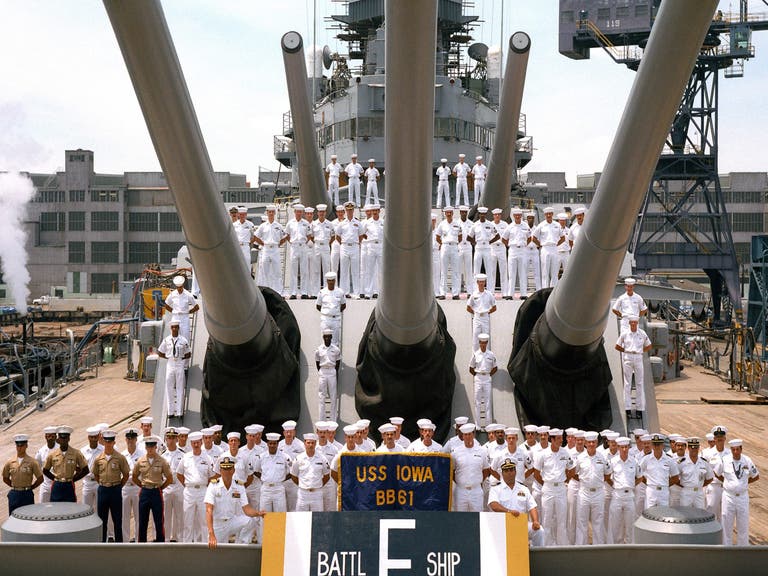 Battle efficiency "E" Award won by Battleship IOWA
