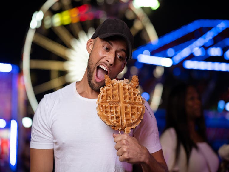 Fried chicken & waffle on a stick at the LA County Fair