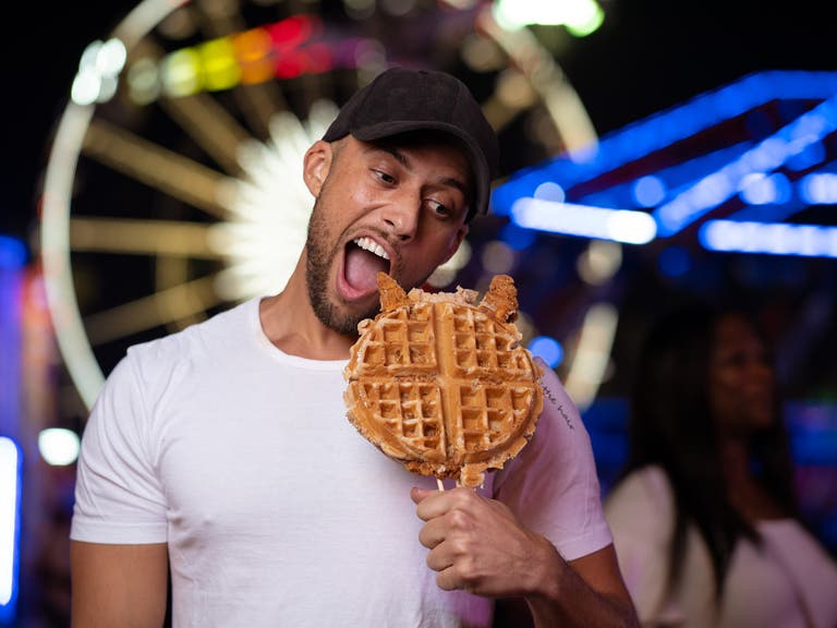 Fried chicken & waffle on a stick at the LA County Fair