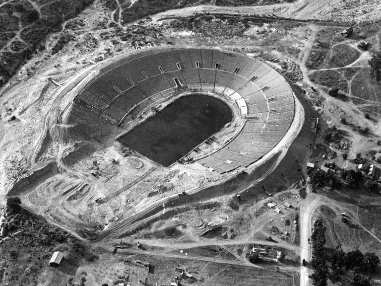 Rose Bowl Stadium under construction in 1921