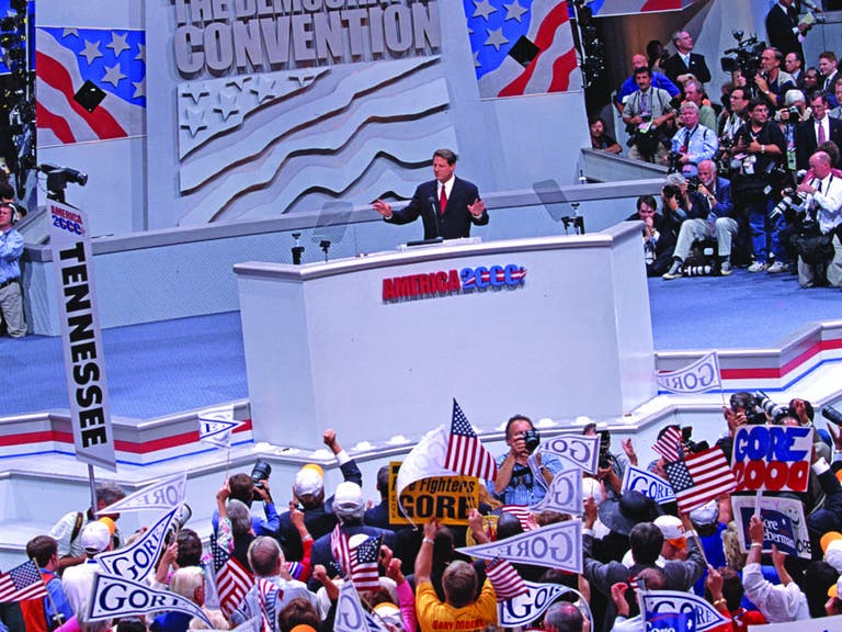 Al Gore speaking at the 2000 Democratic National Convention at STAPLES Center