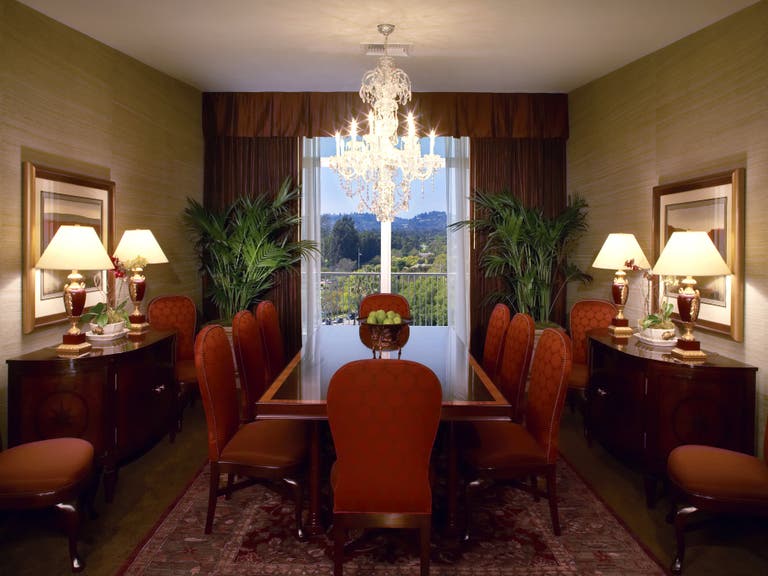 Dining room in the Presidential Suite at The Beverly Hilton
