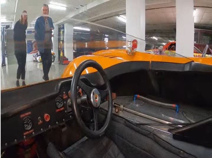 View from the driver's seat of the 1971 McLaren M8E/F featured in The Vault Livestream Tour