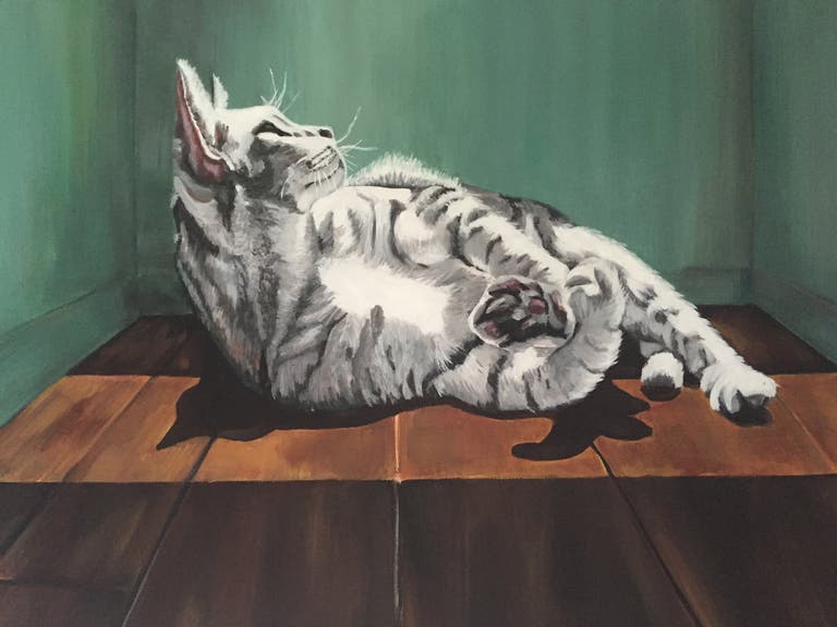 Cat acrylic painting by Kathryn Pitt Pet Portraits