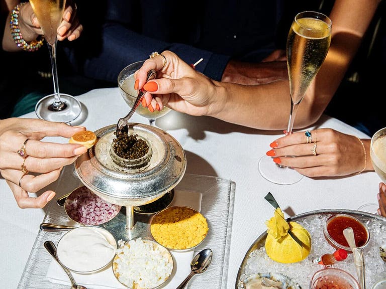 Caviar at the Polo Lounge in the Beverly Hills Hotel