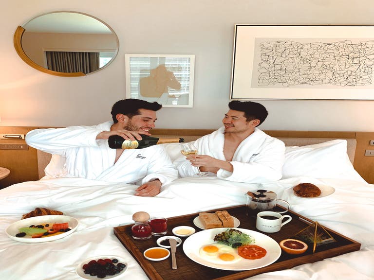 Breakfast in bed at the Fairmont Century Plaza