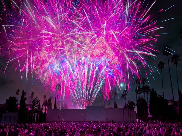 Purple fireworks at Cinespia Hollywood Forever