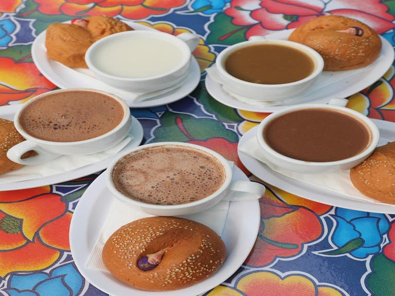 Champurrado, hot chocolate and atole at Guelaguetza