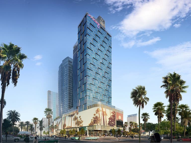 Rendering of Moxy Downtown LA and AC Hotel Downtown LA