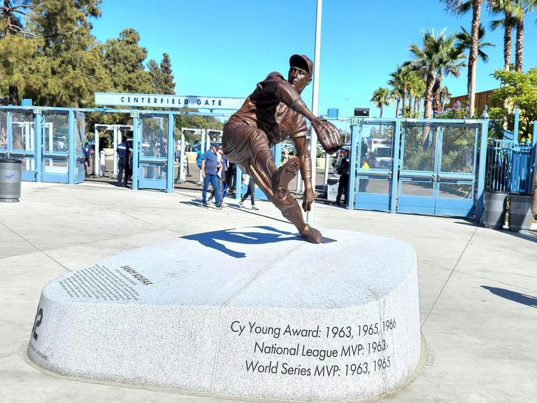Sandy Koufax statue by Branly Cadet at Dodger Stadium